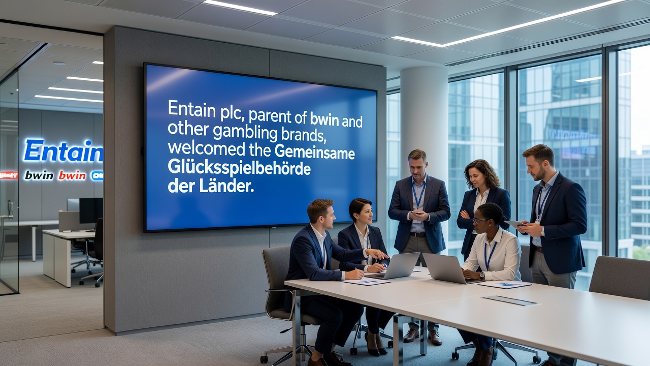 Symbolische Darstellung eines Online-Glücksspielbildschirms mit rechtlichen Dokumenten