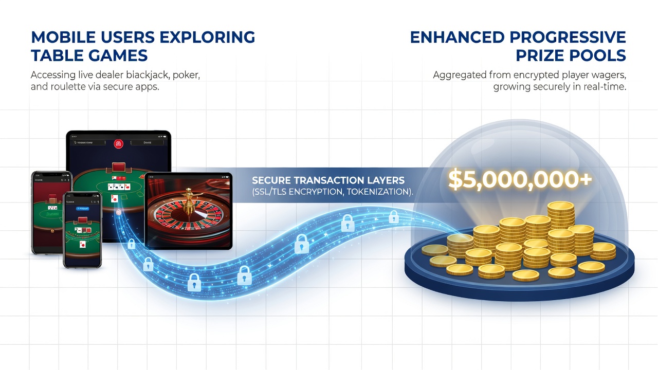Progressive Jackpots in mobilen Slots und Tischspielen durch verschlüsselte Transaktionen verbunden