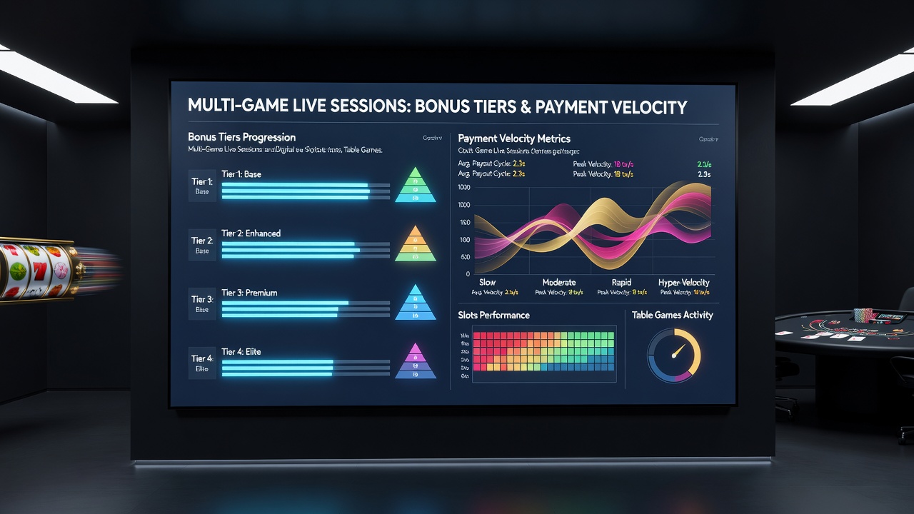 Darstellung von Live-Sessions mit Slots und Tischspielen sowie Bonusinteraktionen
