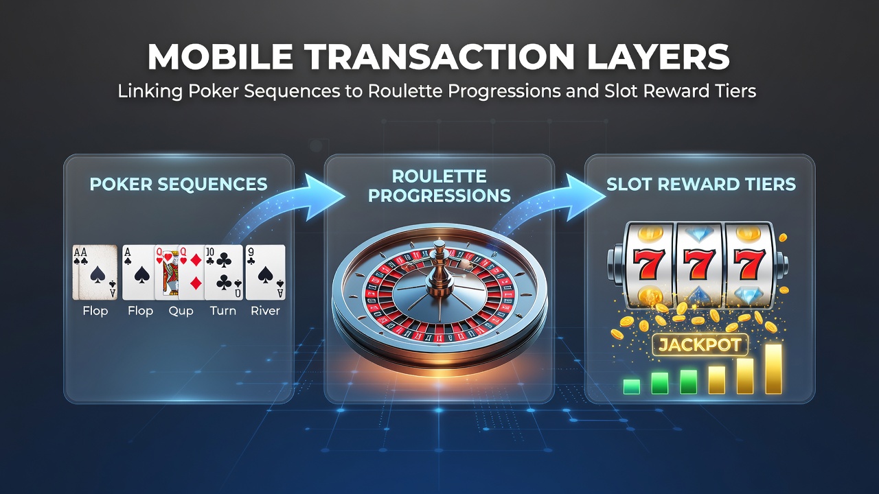 Darstellung von Verknüpfungen zwischen Poker, Roulette und Slots über mobile Zahlungsschichten